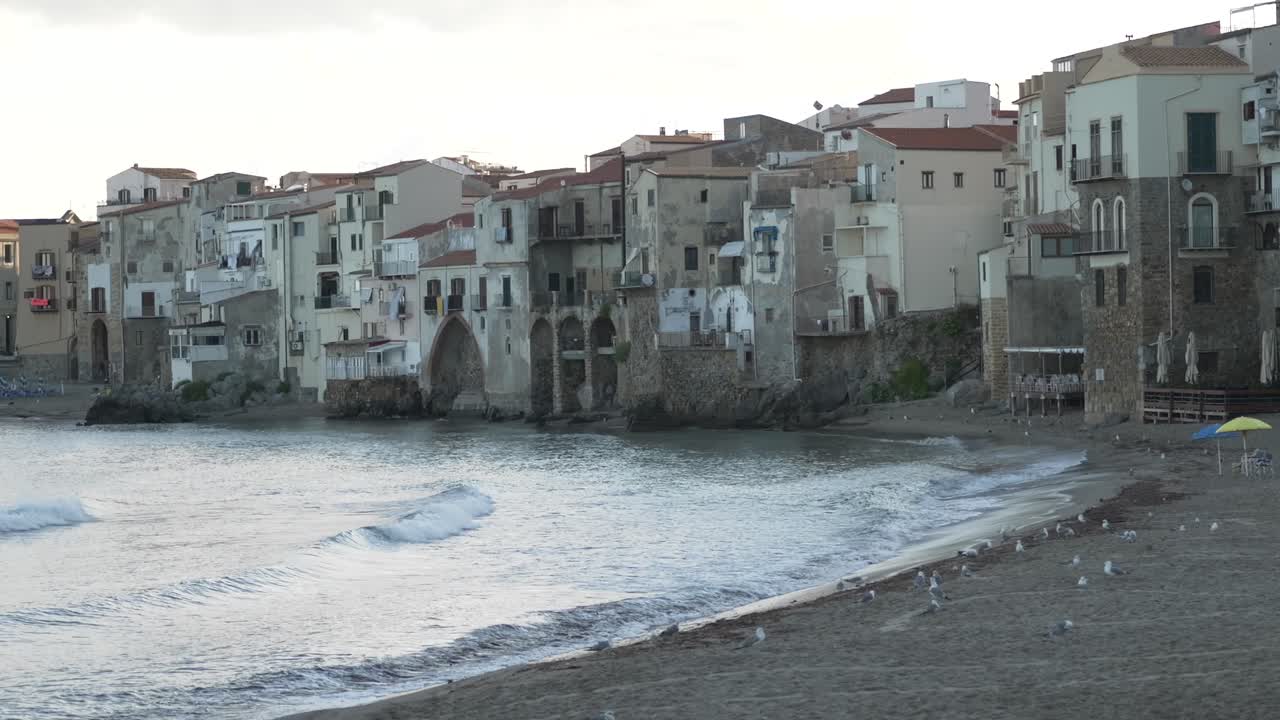 Cefalù Beach with Buildings in Background, Sicily