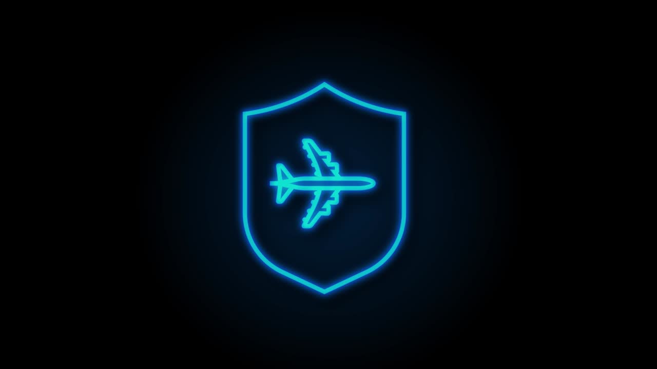 seguro de viaje al estilo de neón. gráfico de movimiento