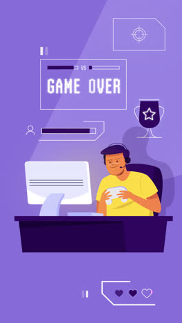 gráfico de movimiento del concepto de juegos en línea ilustrado