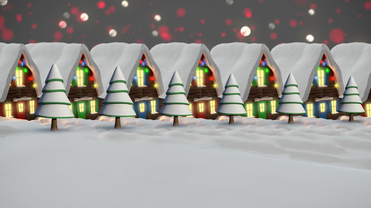 별이 떨어지는 다채로운 불빛이 요정의 불빛으로 집 위에 떨어지는 애니메이션