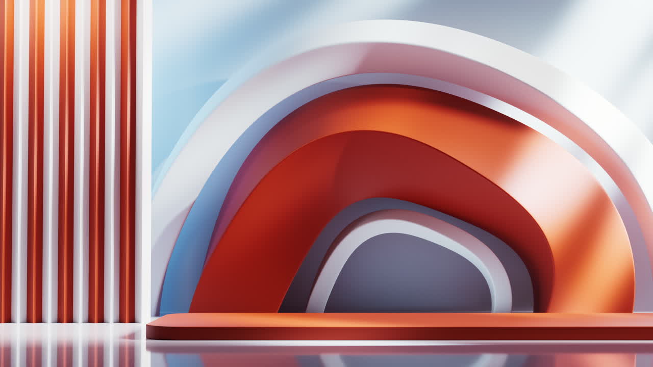 Empty building structure with creative curve geometries, 3d rendering.