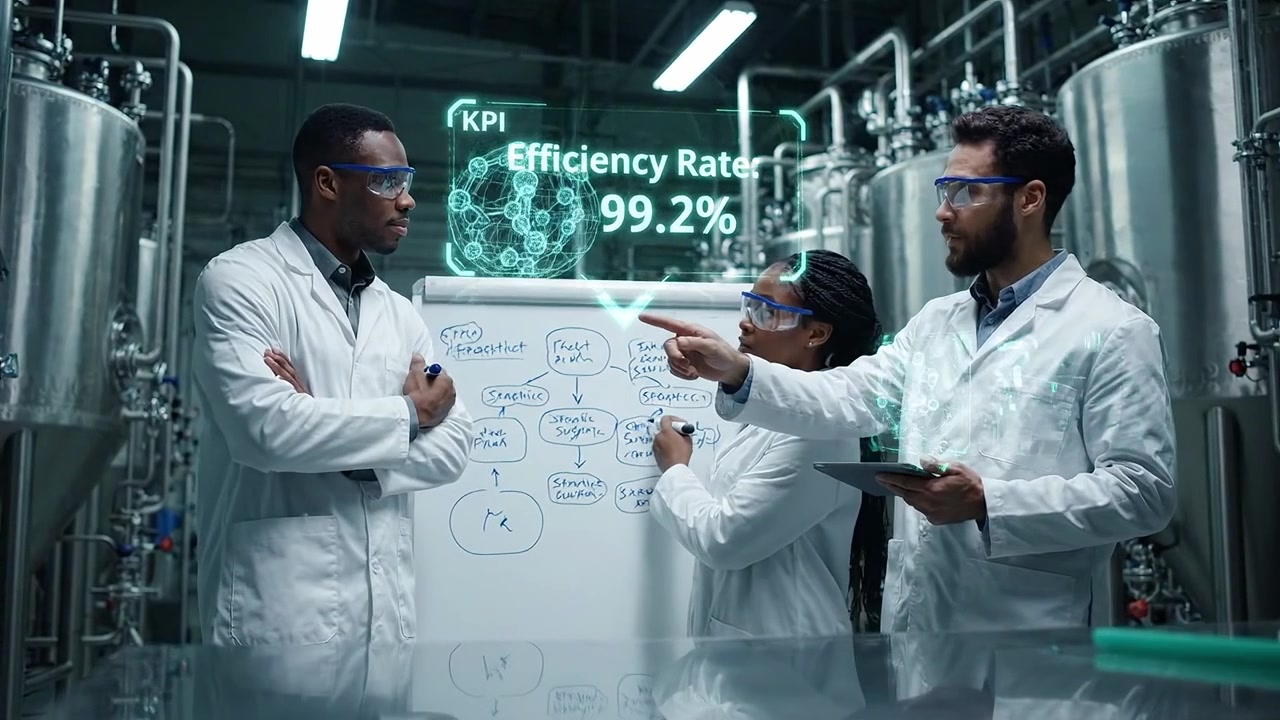 Diverse Team of Scientists Analyzing Holographic Data in a Modern Laboratory