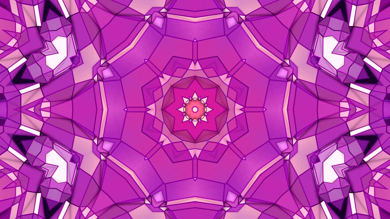 fondo abstracto geométrico azul violeta bajo como un efecto de vidriera o caleidoscopio en movimiento en 4k. animación 3d de bucle, imágenes sin costuras en el estilo popular de bajo poli. v5