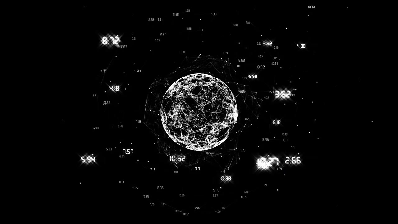 Animazione di globo di rete di connessioni che ruota su sfondo nero