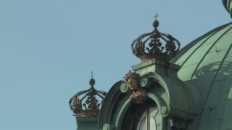 close up of tower of charlottenburg palace at sunset in berlin, germany