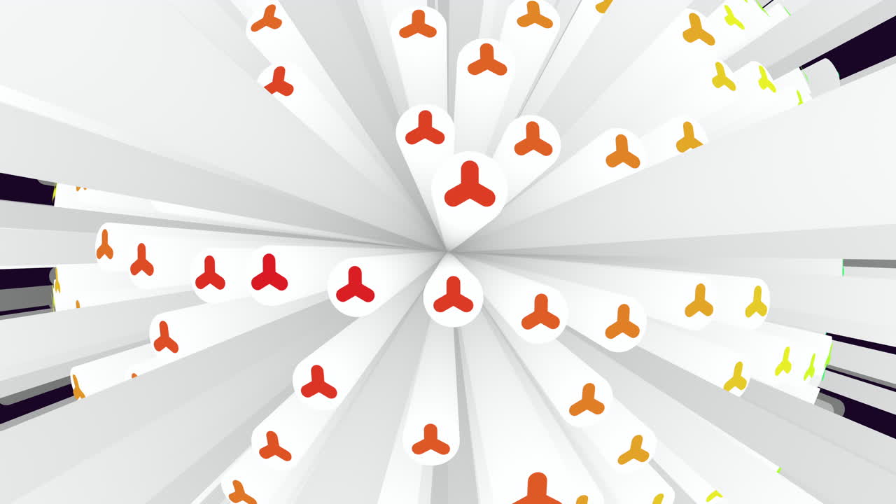 cruces coloridas en patrón circular contra un fondo negro