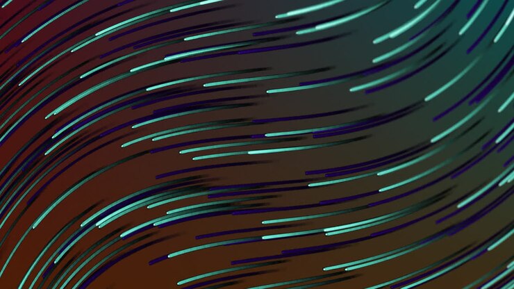 Animation of green glowing light trails on black background