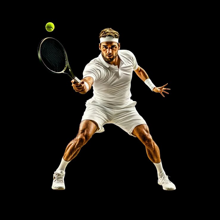 Dynamic tennis player action shot animation isolated asset, transparent 4K video, alpha channel