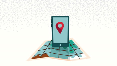 ubicación del puntero del pin en la animación del teléfono inteligente