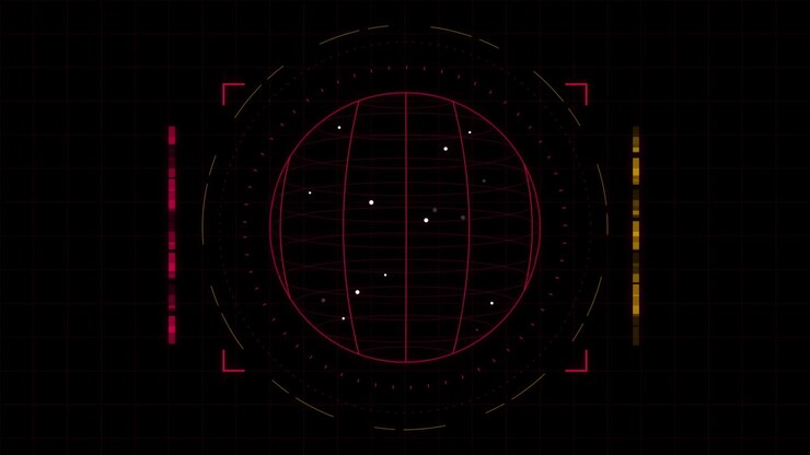 Futuristic Digital Globe Interface with Rotating Data Points
