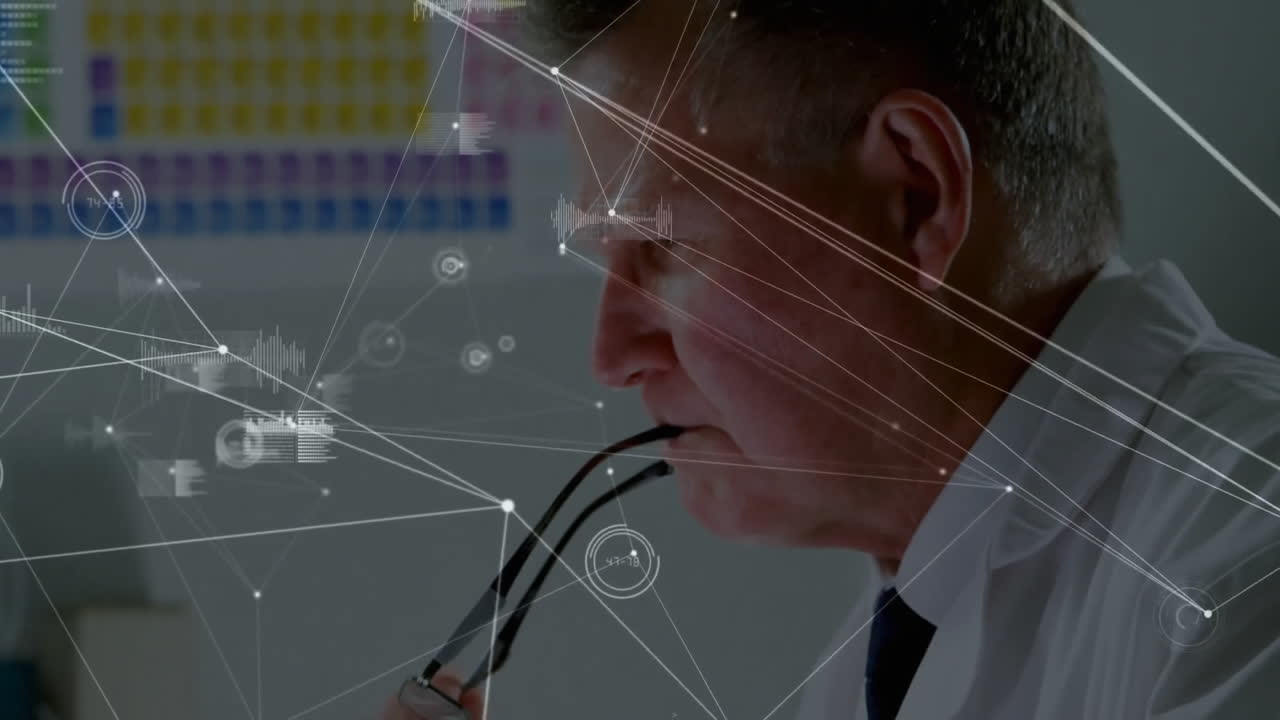 병원에서 백인 남성 의사를 통해 연결의 애니메이션