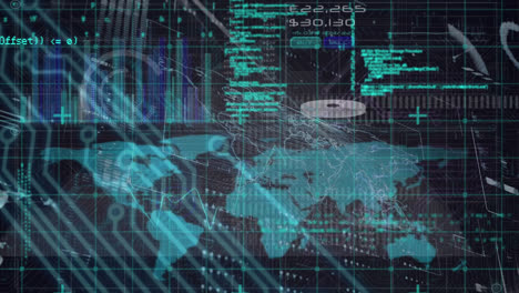 animation of data processing over world map