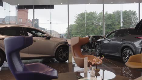 inside a new motorcar showroom