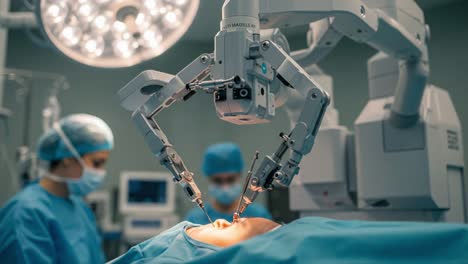 robotic surgery in progress: a high-tech surgical system performs precision operations in a modern operating room with medical professionals assisting