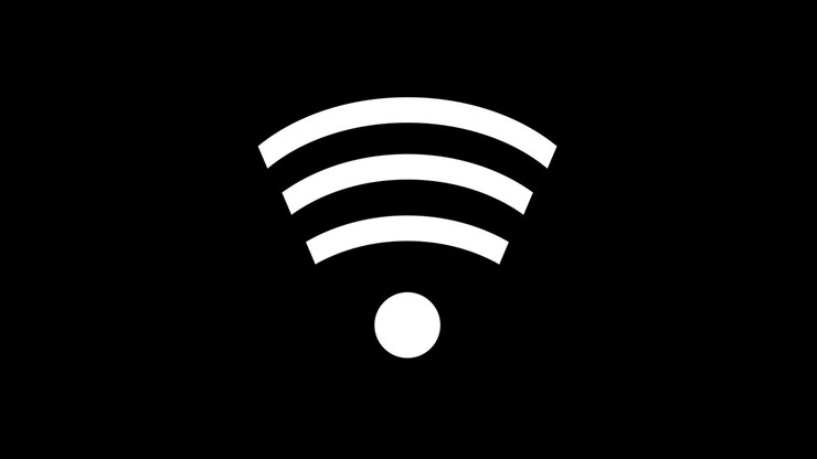 Icona WiFi animata su sfondo nero. Grafica in movimento
