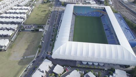 aerial view of robina stadium, also known as cbus super stadium, in the suburb of robina in gold coast, qld, australia