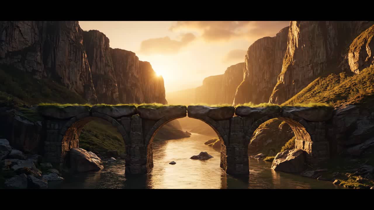 Scenic Bridge over a River in a Mountainous Landscape