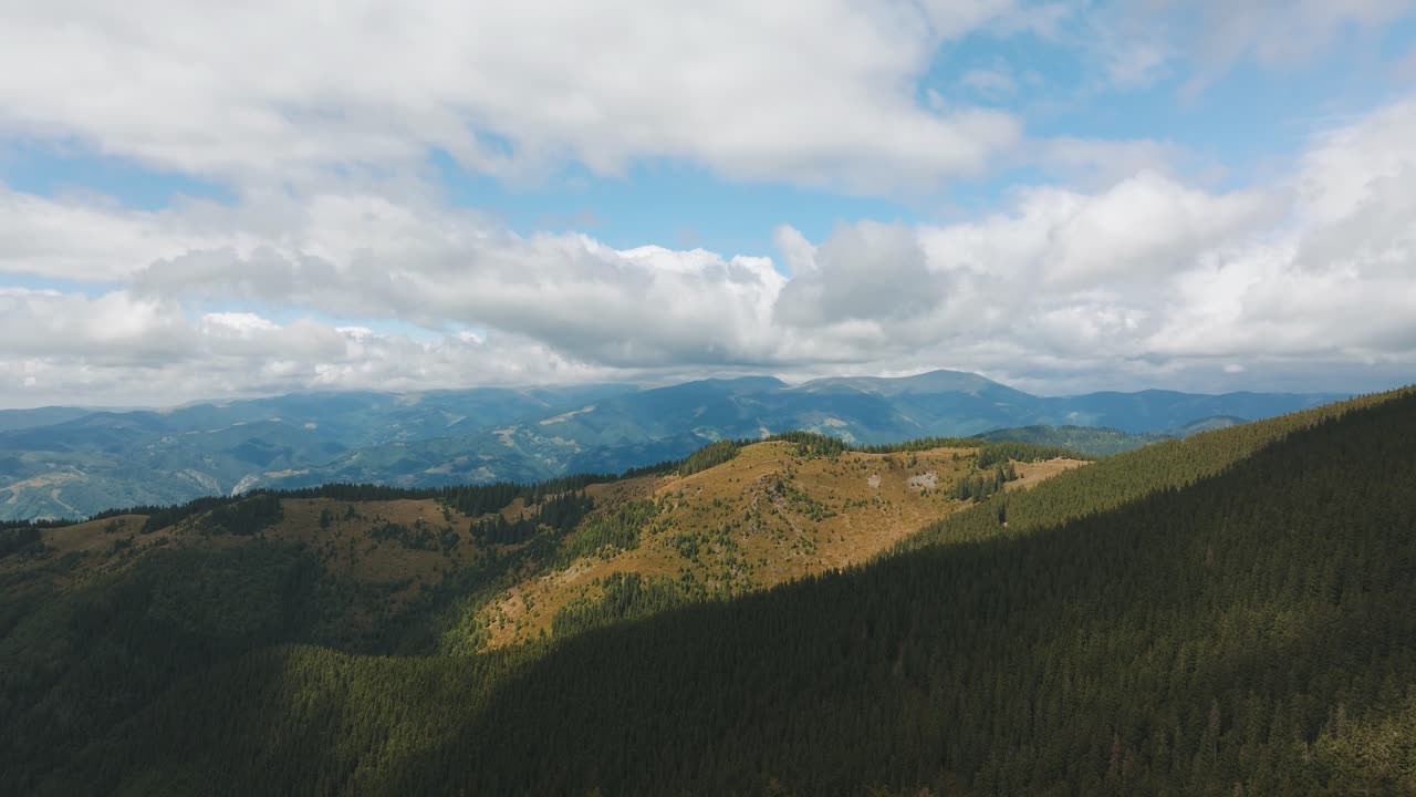 Aerial View of Majestic Mountains and Lush Forests
