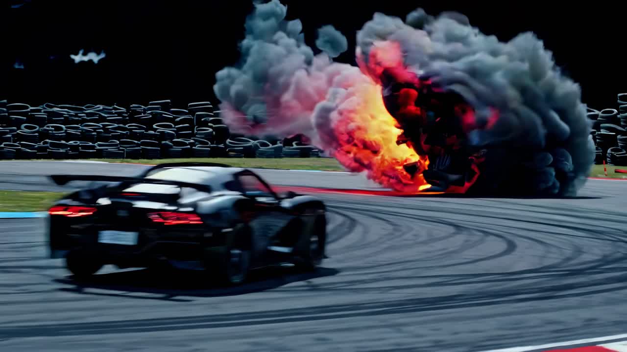accidente automovilístico a alta velocidad en la pista de carreras