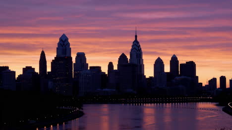 philadelphia skyline at sunset