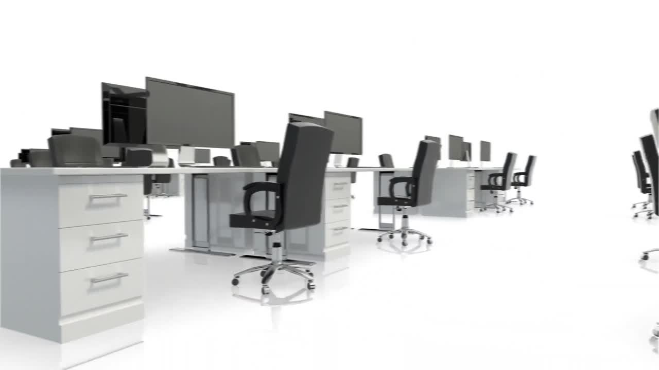 пустой офис с столами и компьютерами