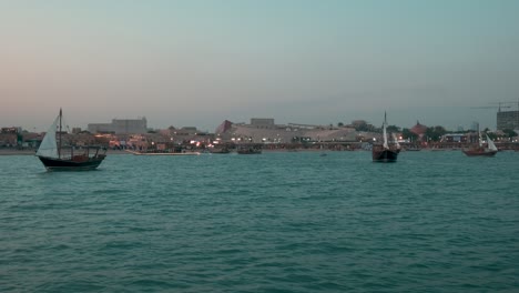 katara eleventh traditional dhow festival in doha qatar sunset shot