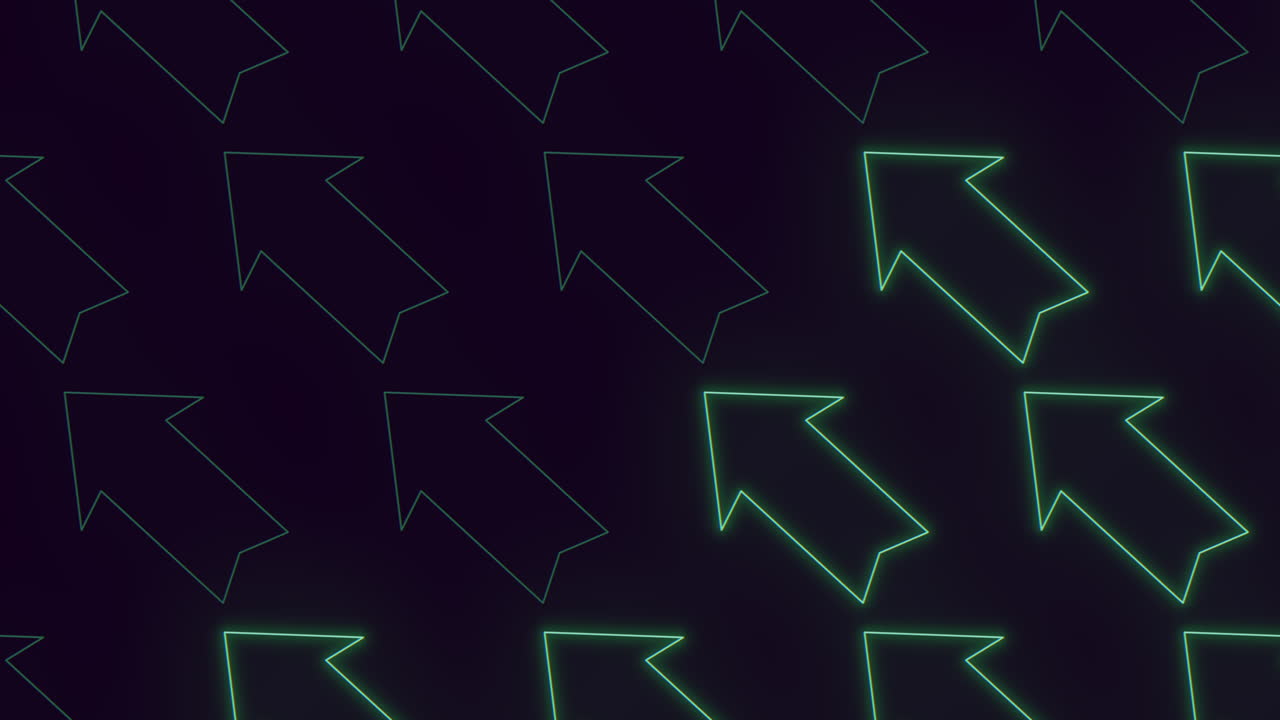 flecha de neón vibrante puntero verde y azul