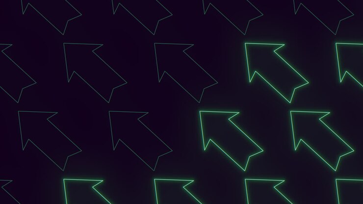 Vibrant neon arrow green and blue pointer