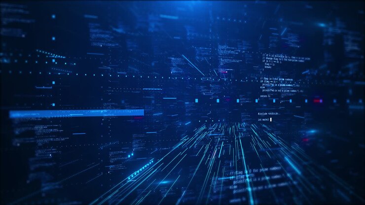 Futuristic data stream data transfer technology cyberpunk big data cybersecurity cyberspace