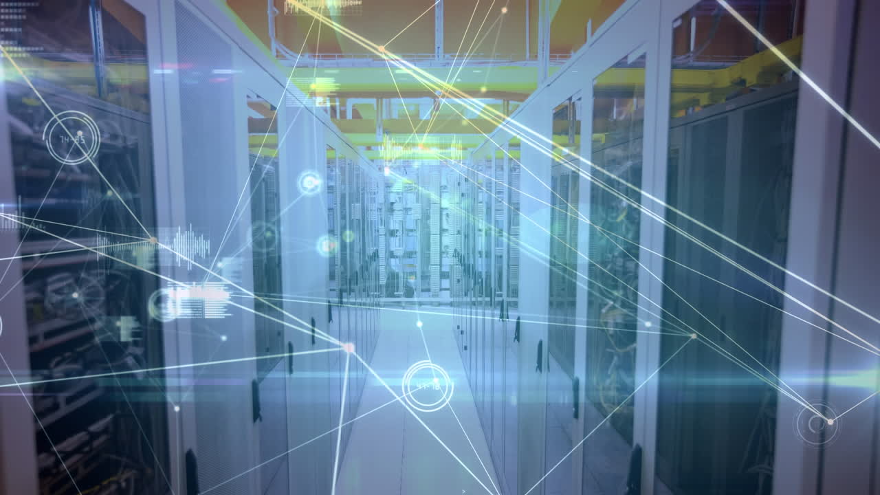 컴퓨터 서버를 통해 연결 네트워크와 다양한 데이터의 애니메이션