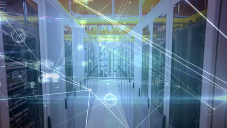 animación de la red de conexiones y datos diversos a través de servidores informáticos
