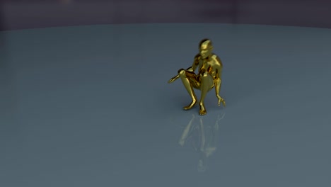 abstract golden human form performs a dance then deflates.