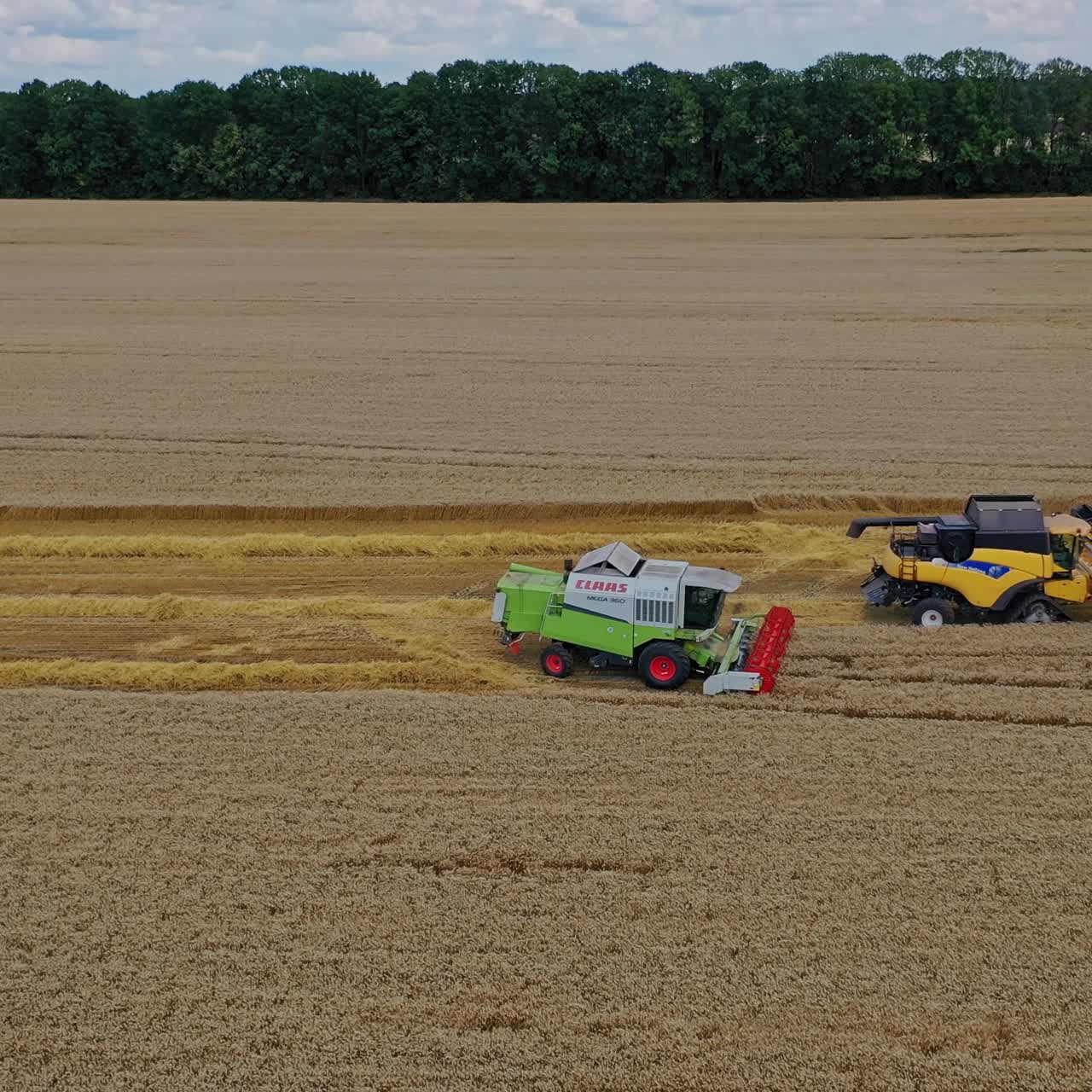 현장에서 일하는 결합 수확기