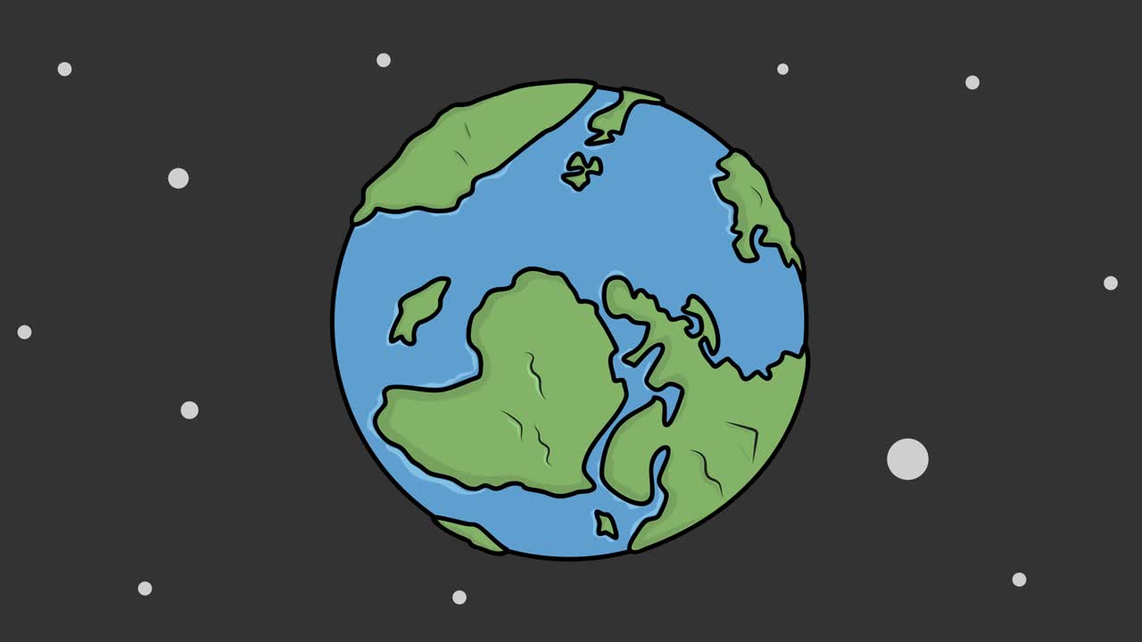 지구는 회전한다, 별들은 밝아진다, 다운로드 기다리고 있다, 평평한 디자인, 비디오 일러스트레이션