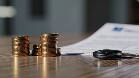 car loan agreement with money and car key