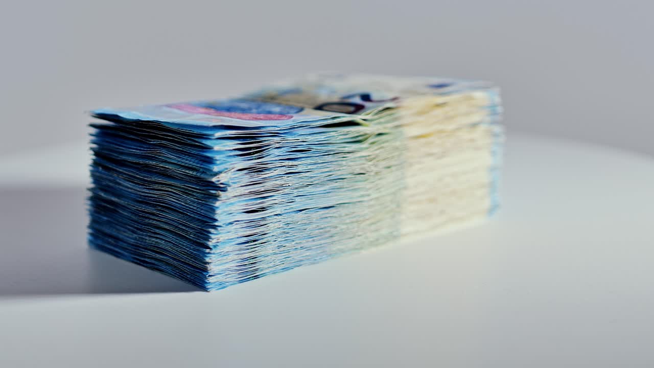 Rotating euro banknotes create smooth money flow and modern financial motion