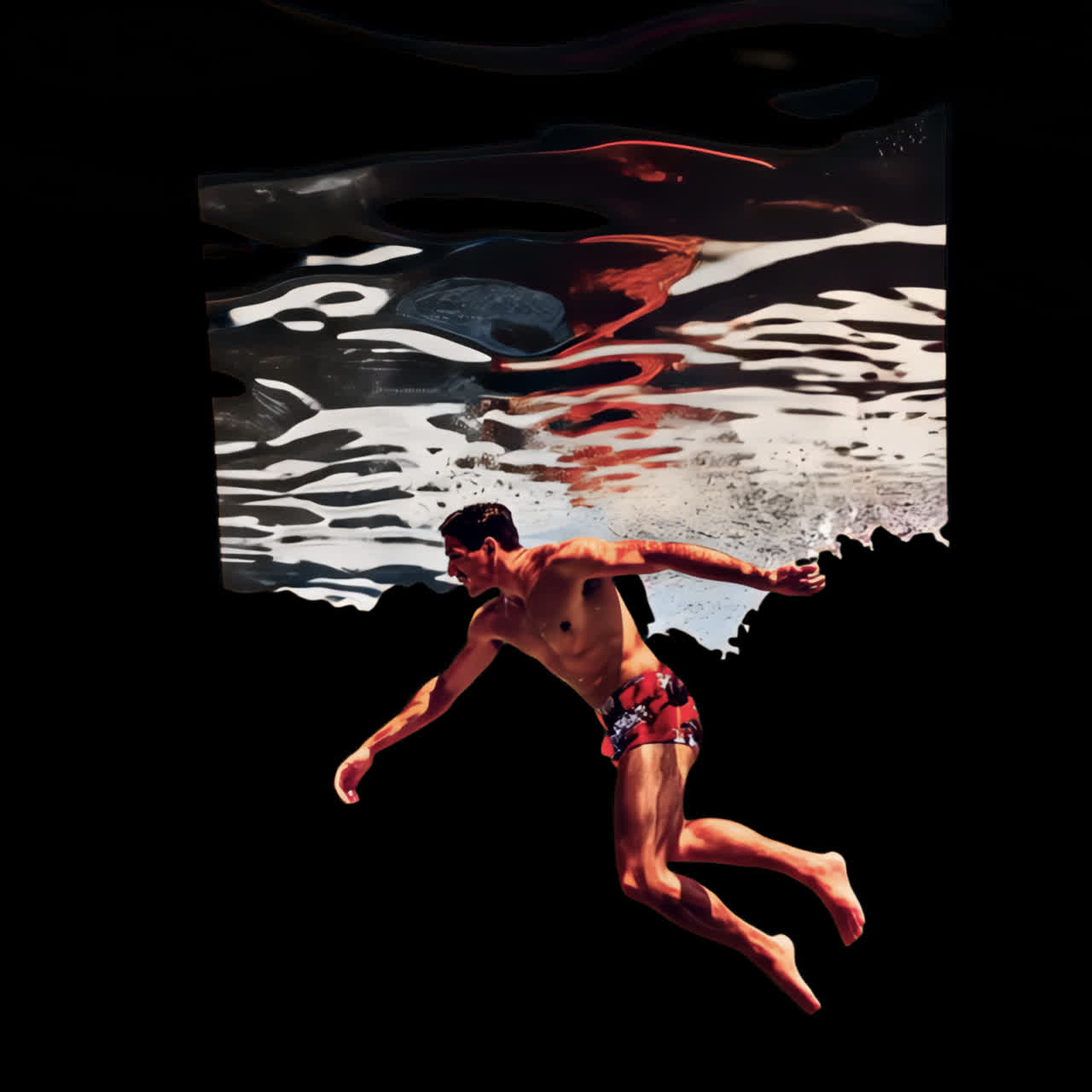 Surreal underwater reflection animated overlay, transparent 4K video, alpha channel, ProRes 4444