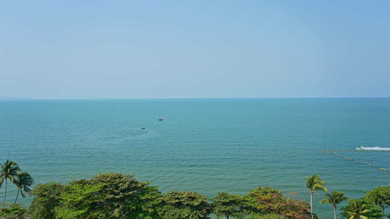 Boats leave the trail in the sea, timelapse