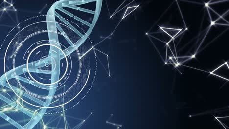 girando la cadena de adn sobre un fondo azul oscuro