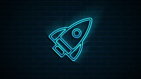 biohazard neon rocket icon isolated on green background. rocket bomb flies down. motion graphics.