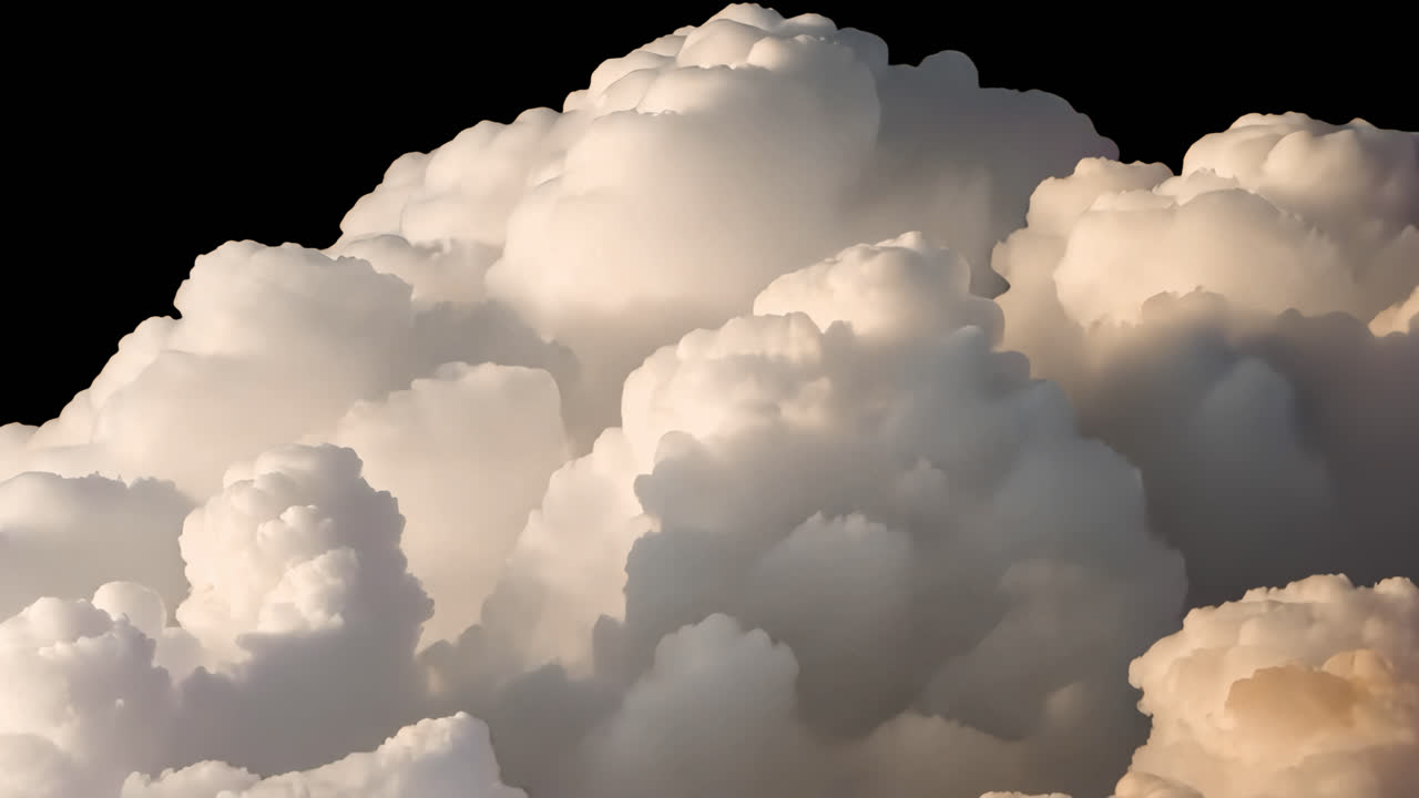 Fluffy clouds animated overlay, transparent 4K video, alpha channel, ProRes 4444