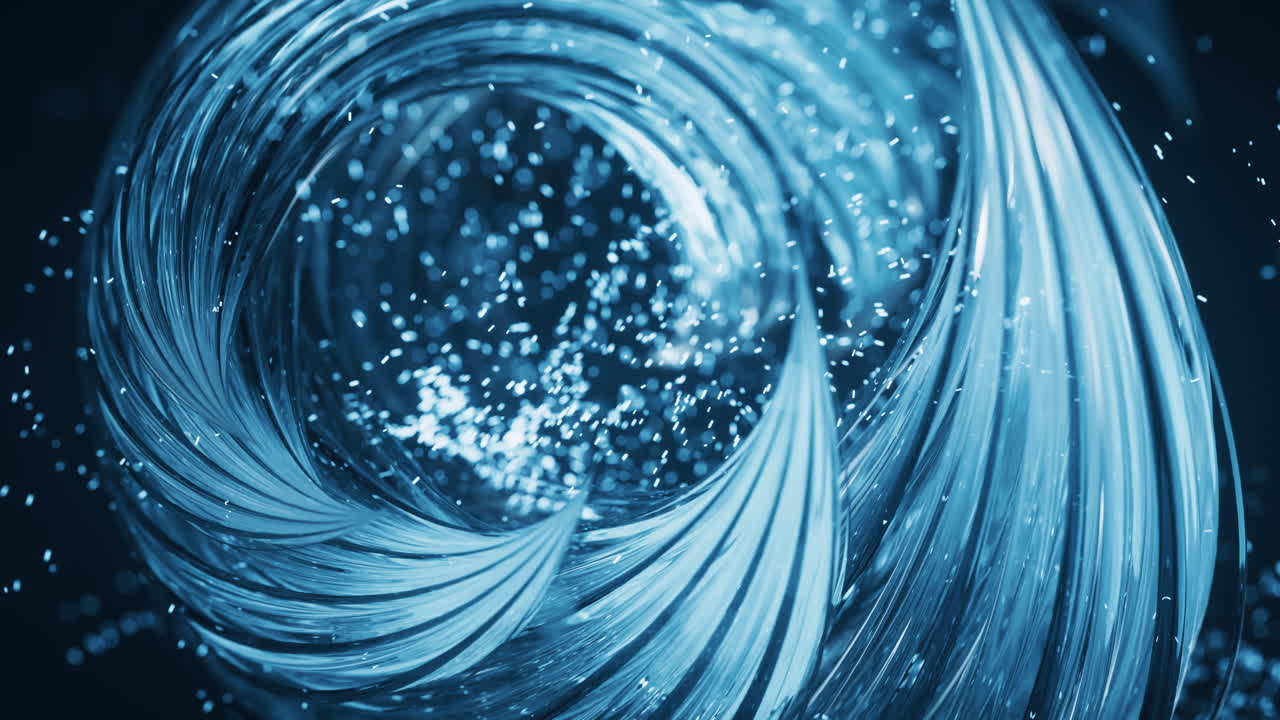 흐르는 곡선과 입자 배경, 3d 렌더링