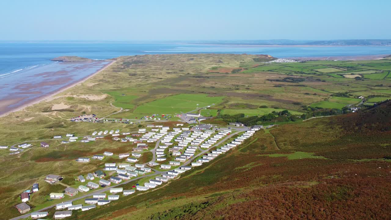 Aerial View of a Holiday Park on the Coast of Wales