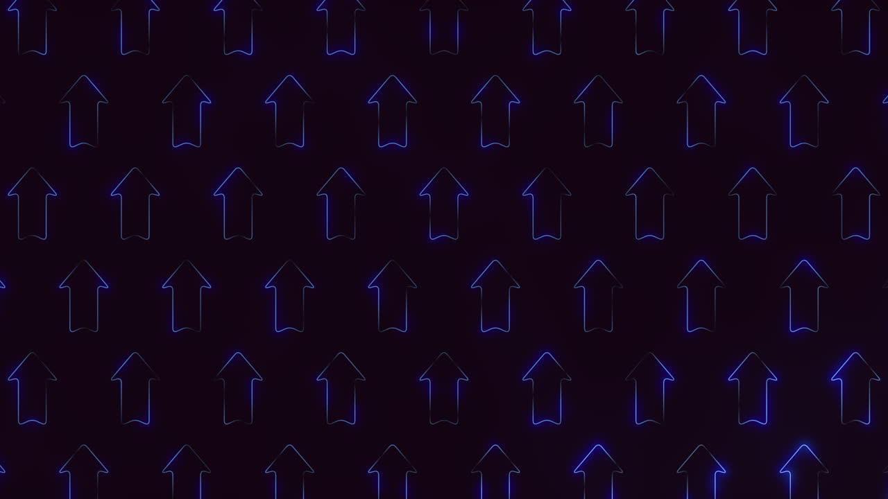 An abstract design featuring a series of blue arrows pointing in various directions on a dark background, creating a striking and dynamic visual display