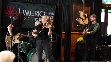 musicians playing in a celtic band concert