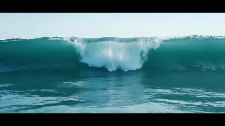 Large Ocean Wave Breaking and Crashing in the Sea