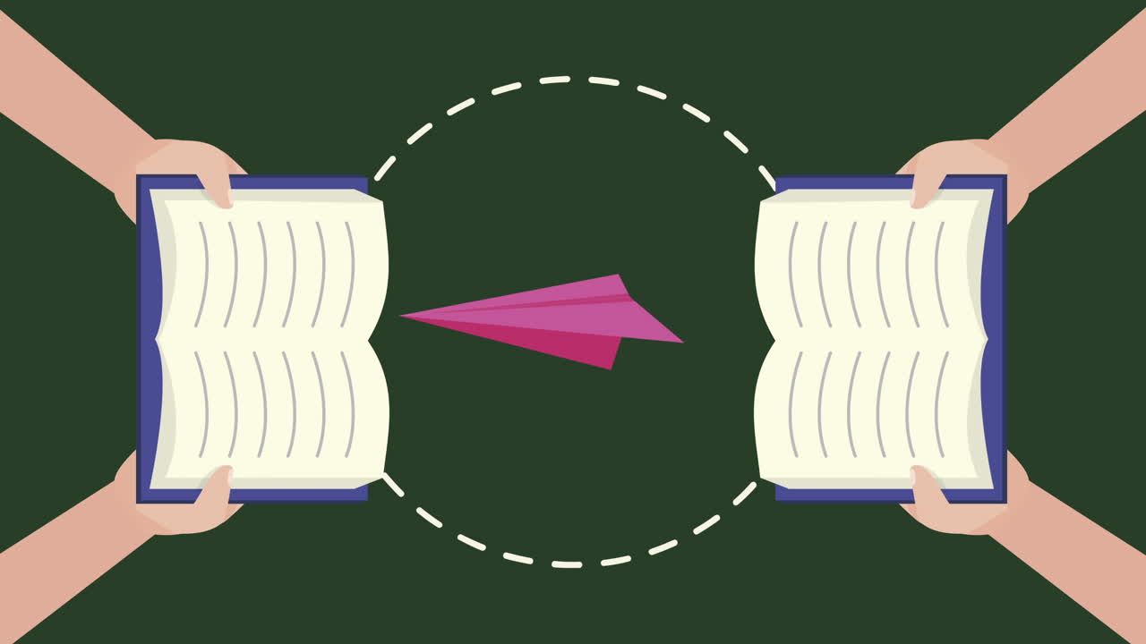 다시 학교 교과서와 풍선 공기 뜨거운 애니메이션