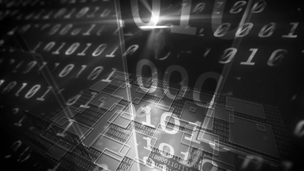 animación del procesamiento de datos digitales sobre un fondo negro