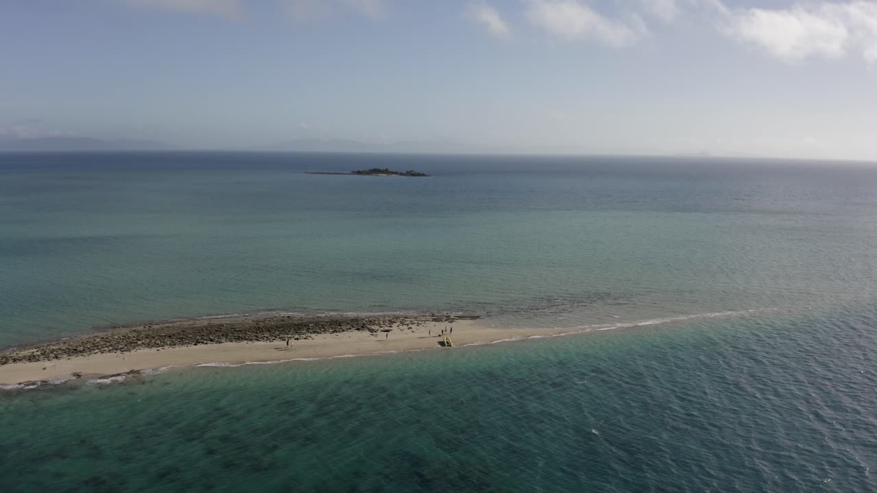 Great Barrier Reef coral sand islet aerial off Queensland, Australia