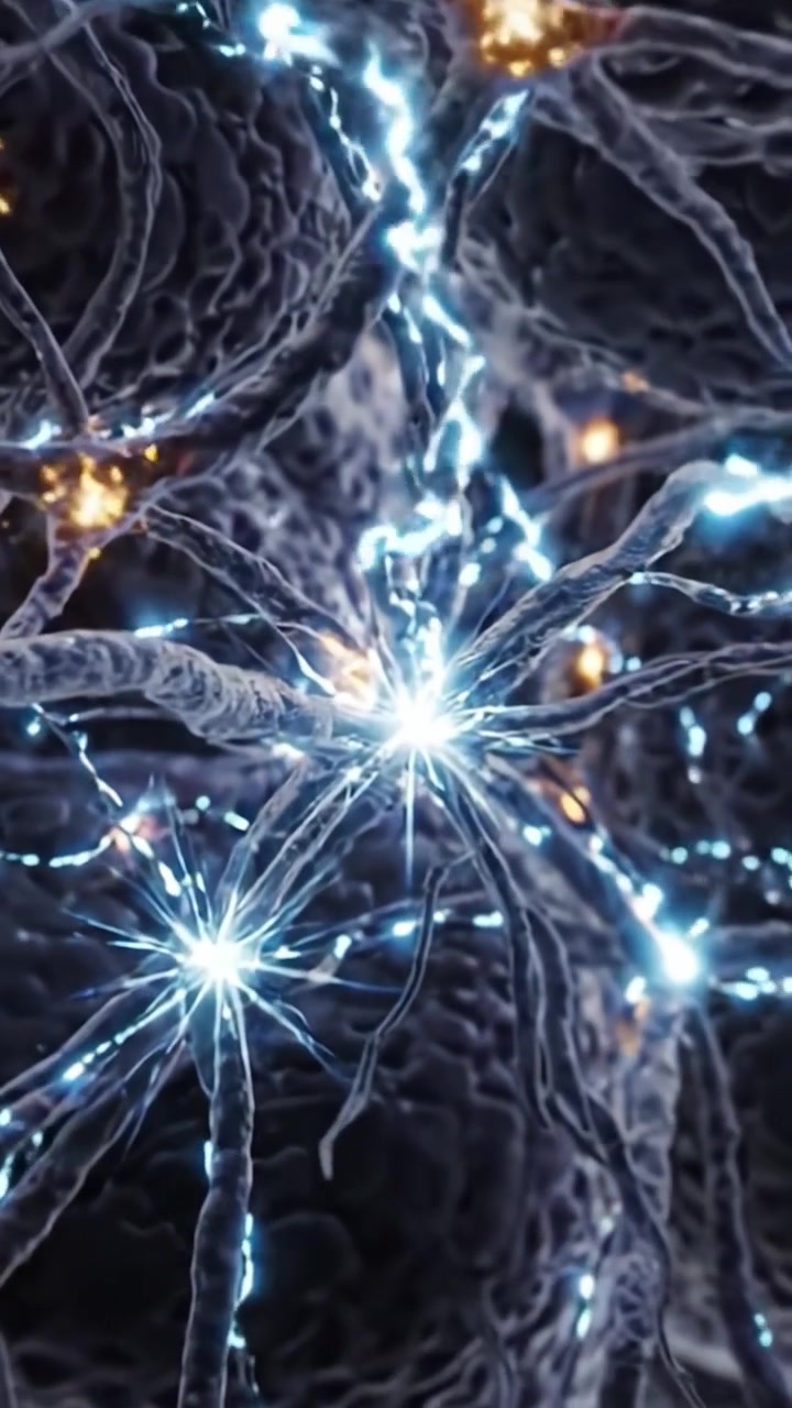 Captivating Visuals of Neural Activity: Stunning Close-Up of Neurons Intertwining and Firing with Electric Light, Showcasing the Complexity of Brain Functionality